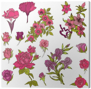 Cuadro En Lienzo Hand Drawn Flowers Detallada - Design (400x400)
