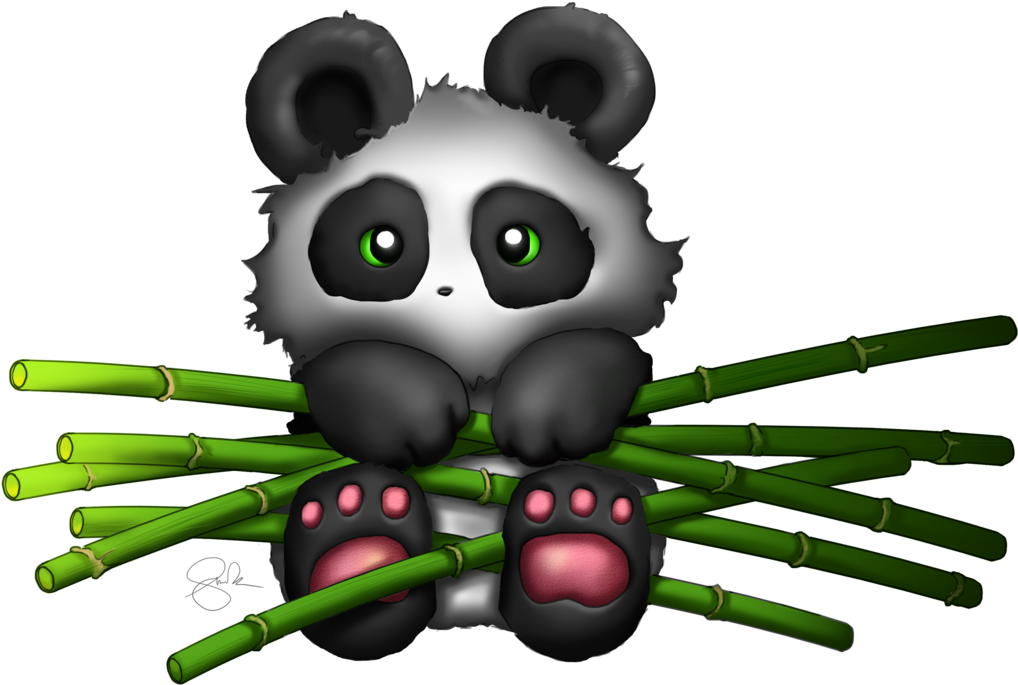 Panda Bamboo By Shellz-art - Giant Panda (1089x734)