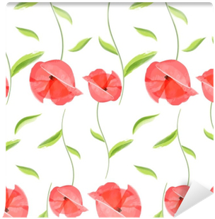 Vintage Hand Drawn Little Bloom Poppies Old Floral - Poppy (400x400)