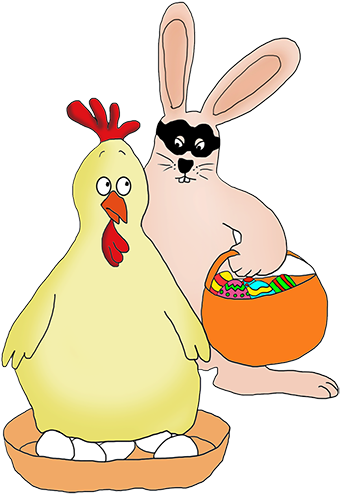 Easter Egg Thief, Cute Easter Chicken - Easter (379x531)