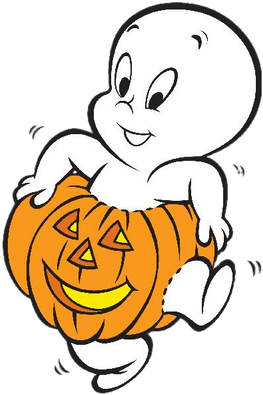 Casper Flying On A Broom Transparent Png - Ghost And Goblins Halloween (600x600)