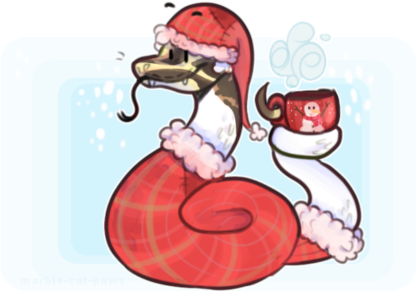 Winter Snake By Marble Cat Paws - Cartoon (882x585)