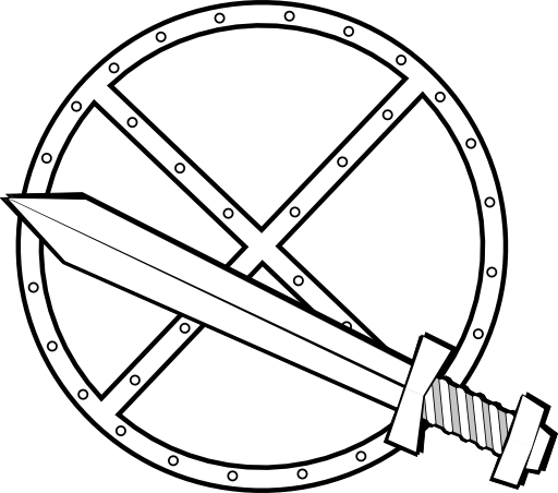 Round Sword And Shield Clipart - Cartoon Sword And Shield (512x452)
