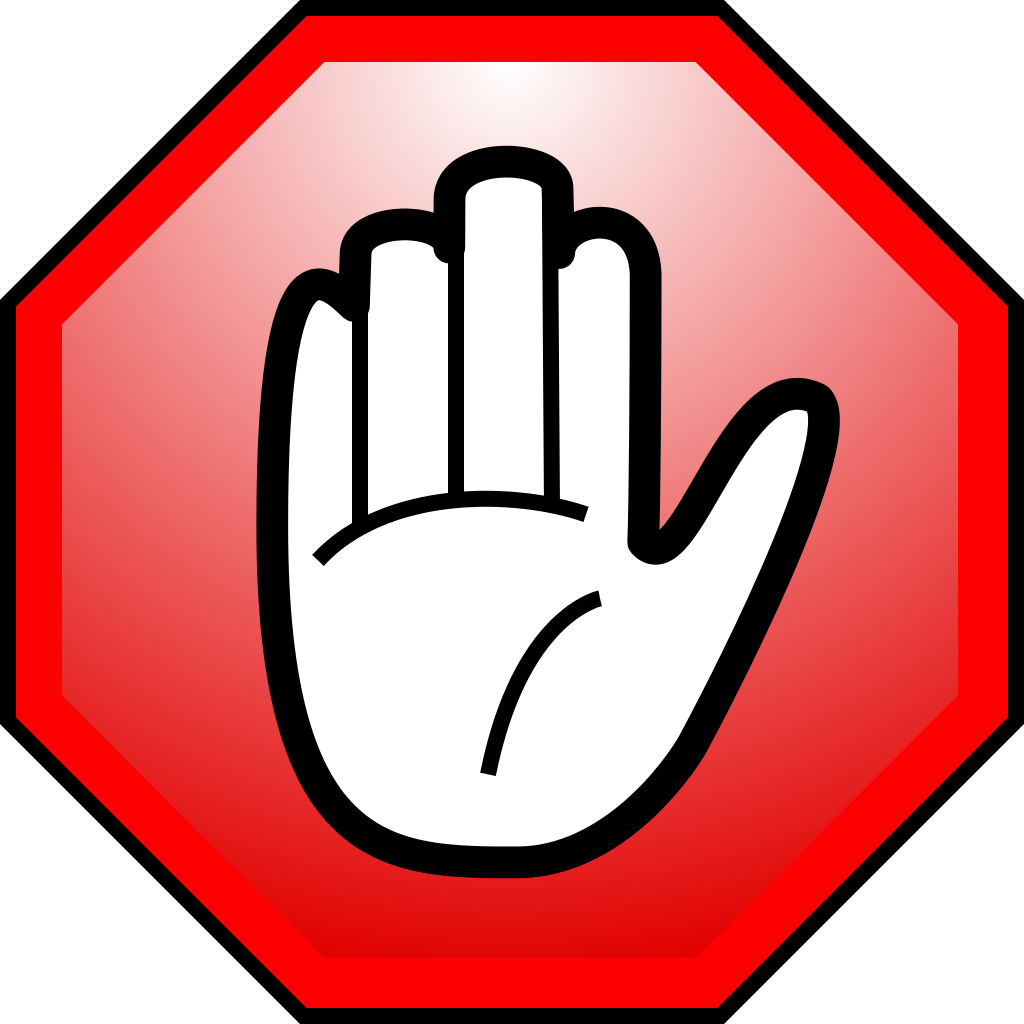 Adblocker - Stop Hand Yellow Png (1024x1024)
