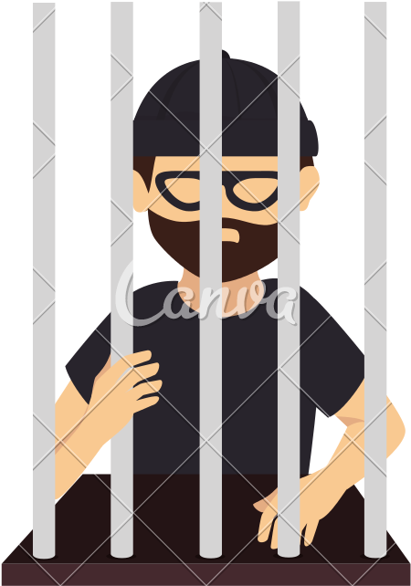 Jail Man Beard Mask Black Vector Graphic Icon - Vector Graphics (800x800)