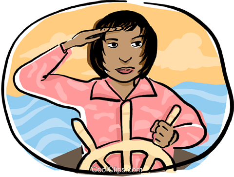 Woman At The Helm Of A Ship Royalty Free Vector Clip - Woman At The Helm Of A Ship Royalty Free Vector Clip (480x363)