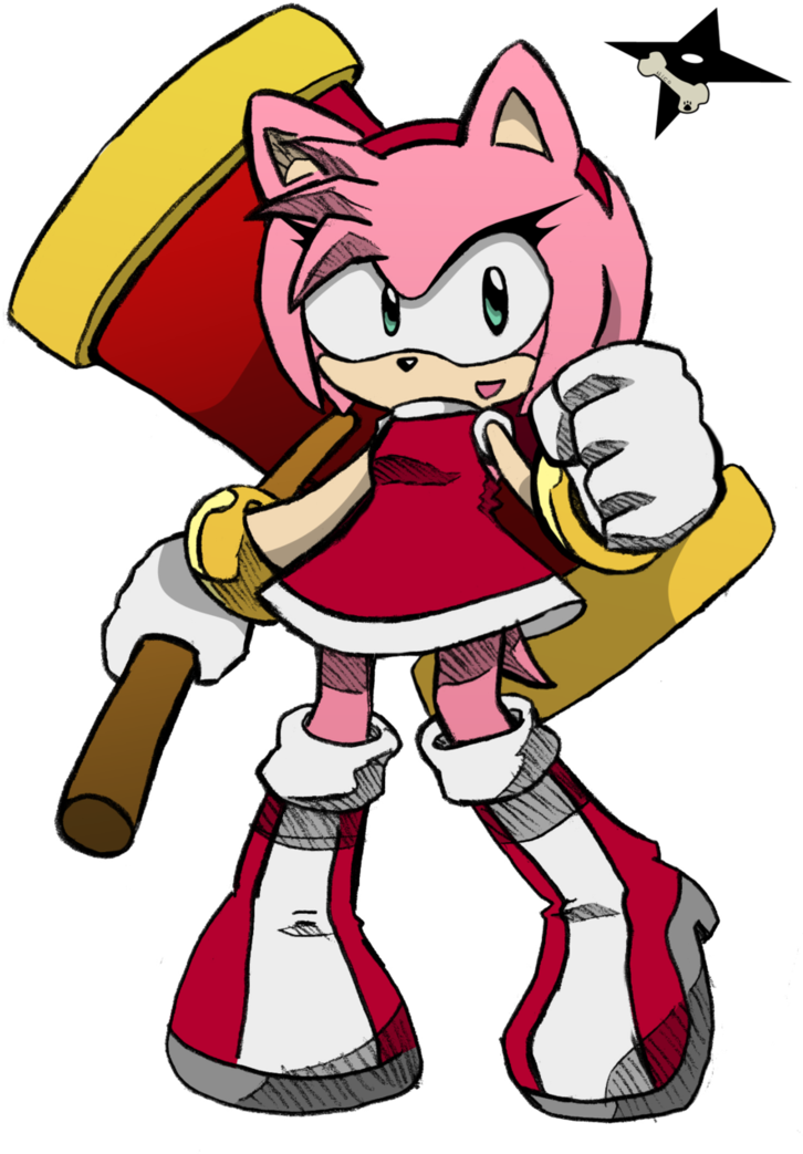 Personajes Mios - - Dibujos De Amy Rose Con Su Martillo (738x1082)
