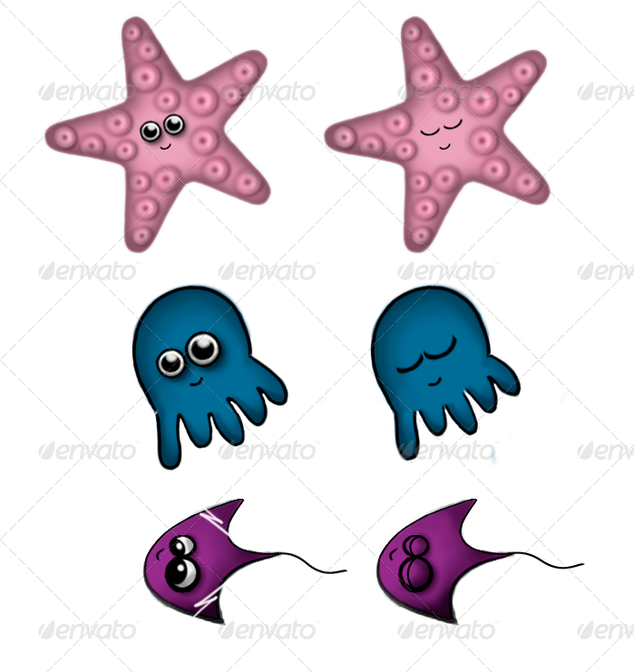 Cartoon Aquarium Fish - Starfish (699x741)