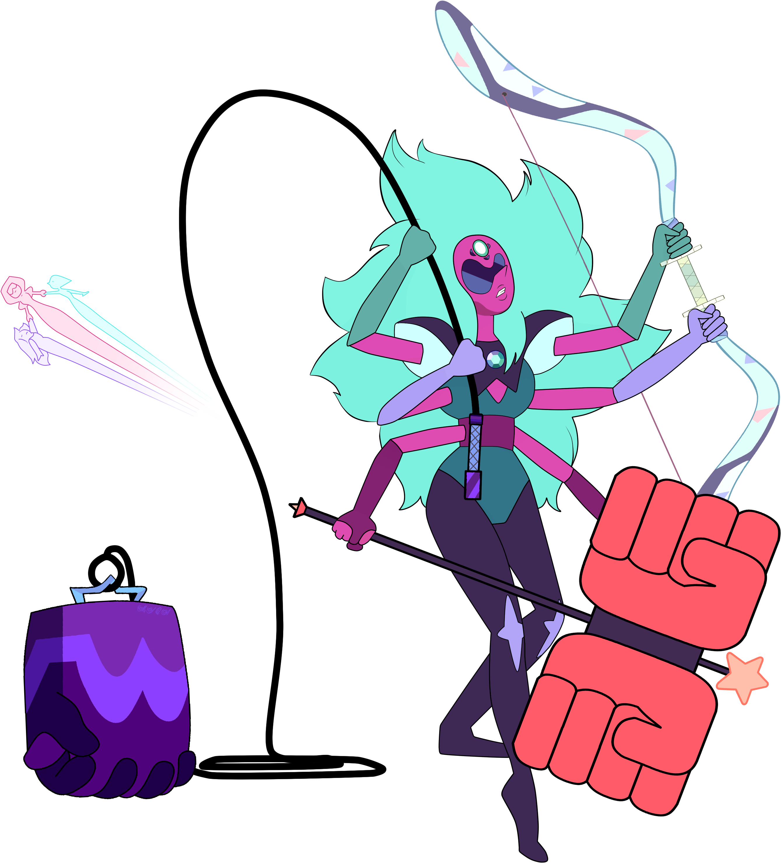 Steven Universe Alexandrite, Cartoons, Gems, Animated - Steven Universe Alexandrite Weapon (3028x2990)