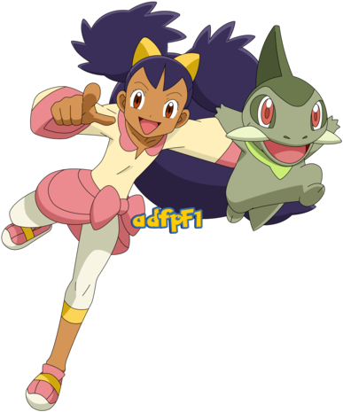 Pokemon Black And White Iris And Axew (400x475)