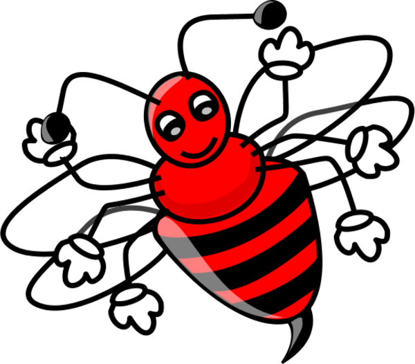 Honey Bee Cartoon Clip Art - Red Bee Cartoon (600x526)