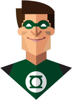 Green Lantern - Flat Design Character Png (360x432)