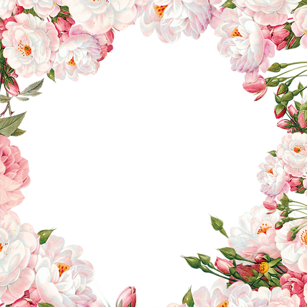 Hand Painted Flower Frame Material - Flower Frame Png Free (1000x1000)