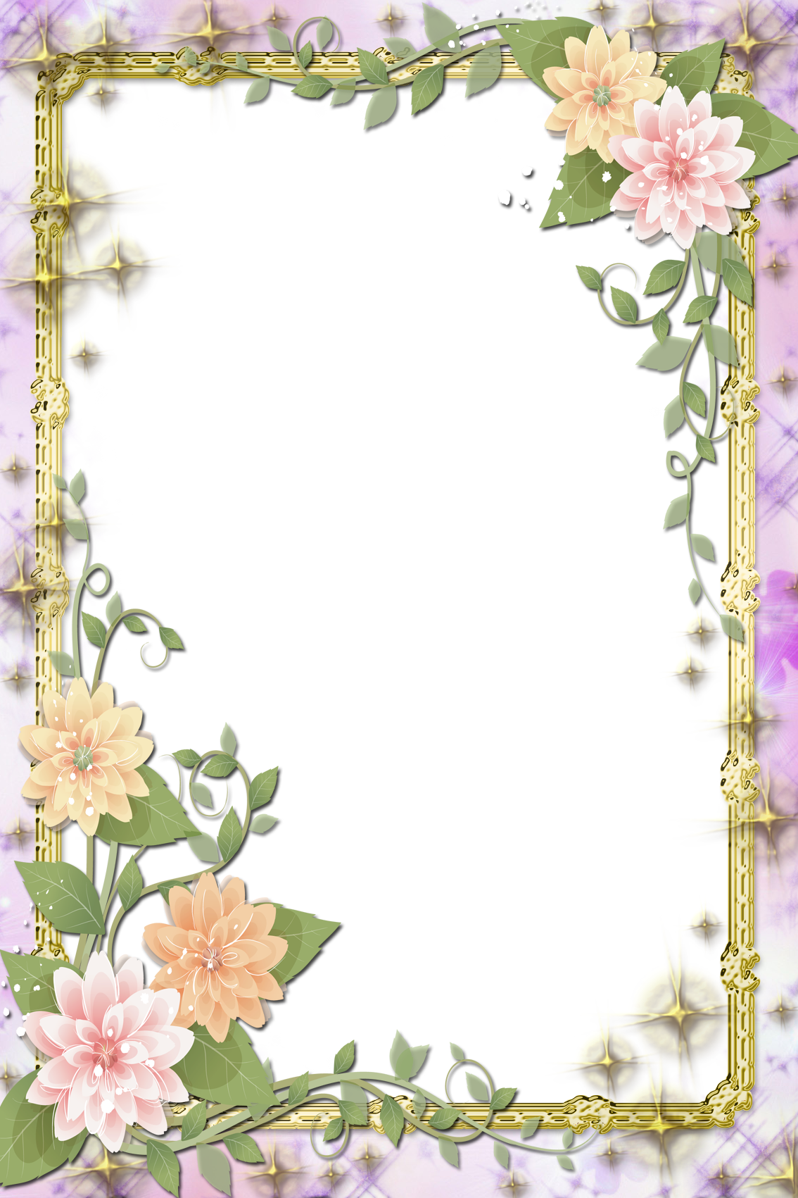 Transparent Flowers Frame - Flowers Borders And Design (1134x1701)