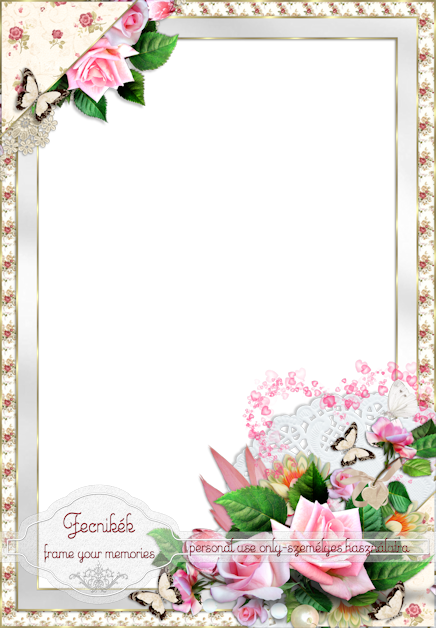 ~~pink Roses Frame - Digital Scrapbooking (436x628)