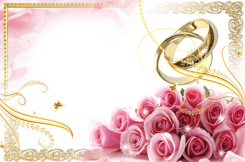 Free Wedding Rings Transparent Background - Wedding Borders And Frames Png (800x528)