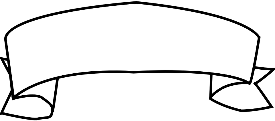 Banner Ribbon Outline White Decoration Des - Banner Clip Art (960x480)