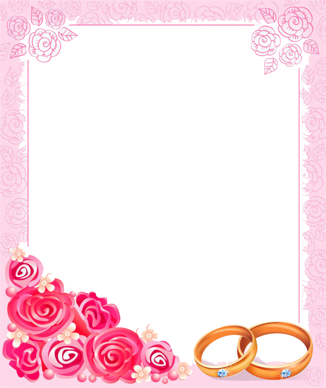 Wedding Invitation Picture Frame Clip Art - Wedding Invitation Frame Pink Borders (650x774)