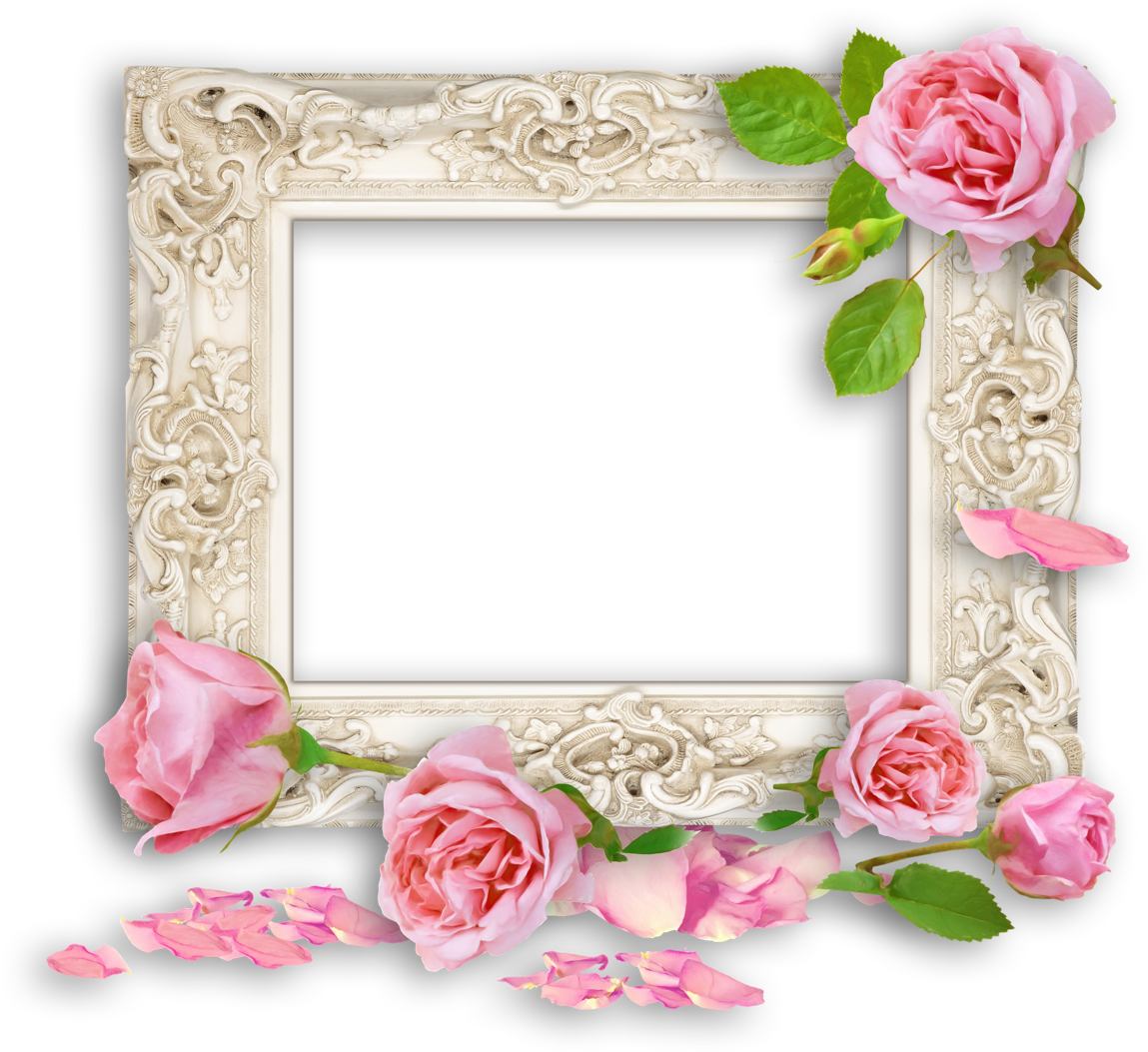 Free Roses Frame Png - Ornate Cream Bevelled Mirror (1280x1146)
