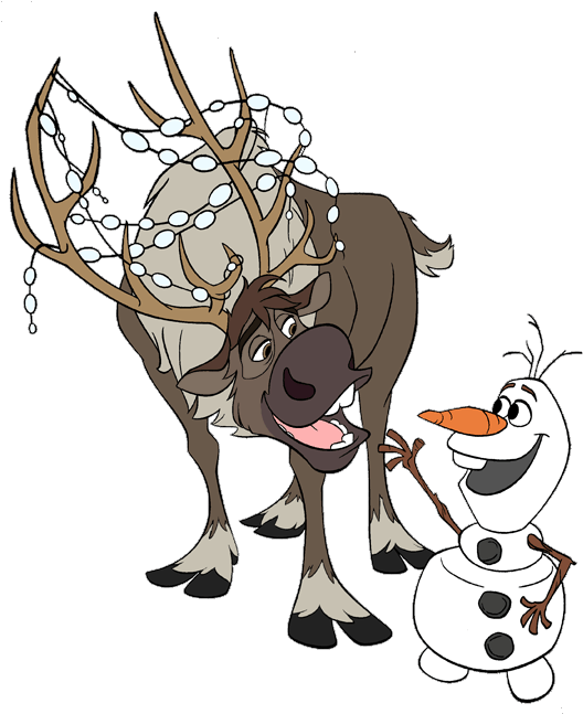 Frozen Black And White Clipart - Frozen Sven En Olaf (550x648)
