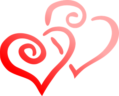 Red Heart Love Day Hearts Pair Valentine F - Black & White Clip Art Valentines (419x340)