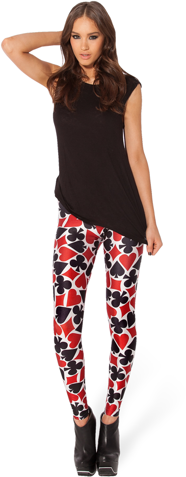 Deck Of Cards Leggings Black Milk Clothing - Leggings (683x1024)