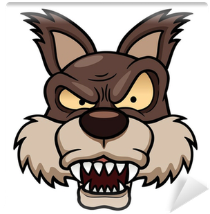 Illustration Of Cartoon Wolf Face Wall Mural • Pixers® - Big Bad Wolf Face (400x400)