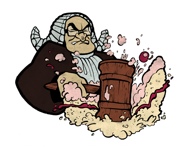 Courtroom Cake Illustration Vignetted Small - Corban Wilkin (668x502)