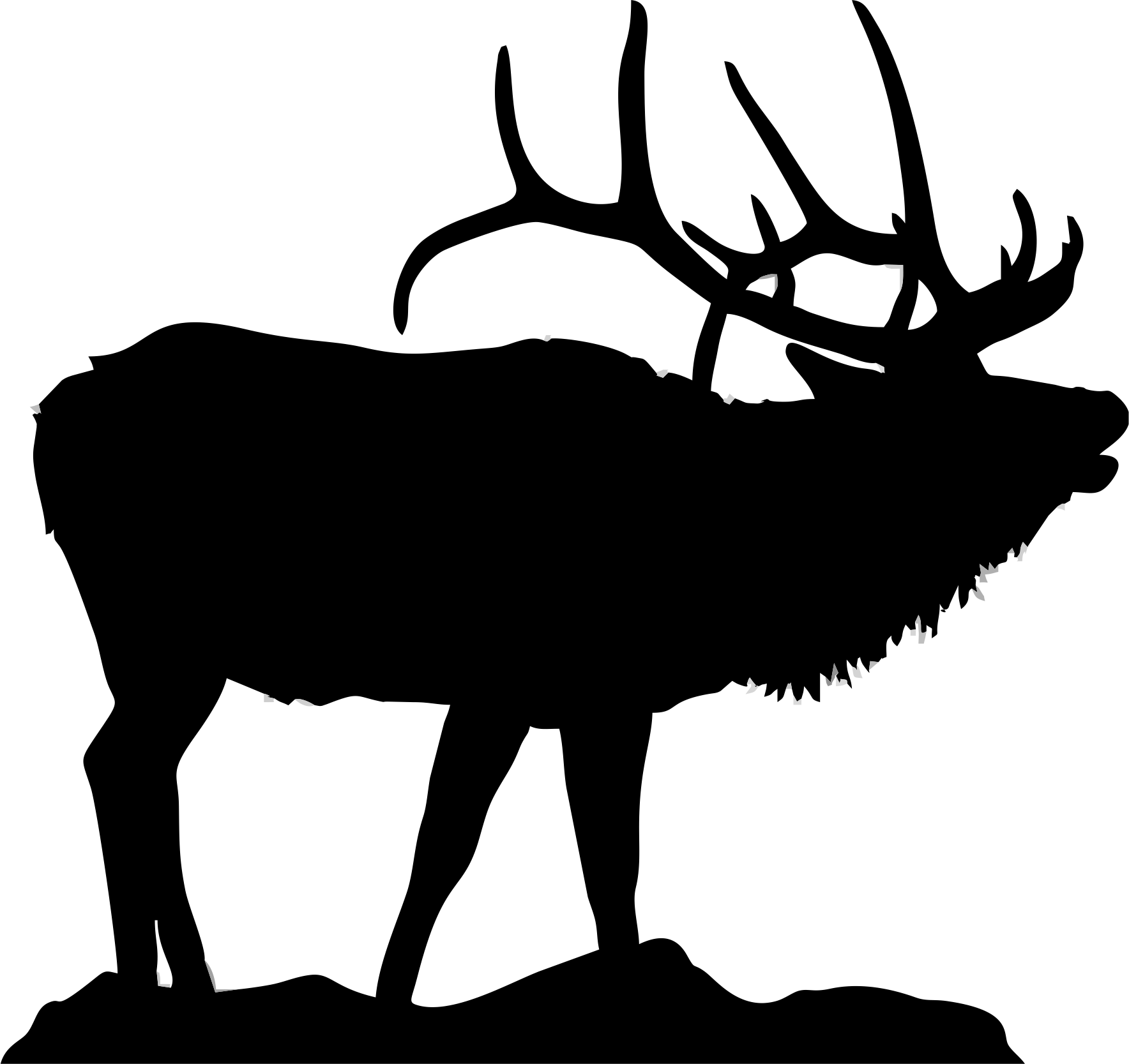 Silhouette Of Elk For Flat Bottom Bowls Http - Elk Scene (1768x1667)