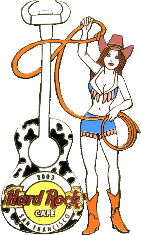 Bought On Ebay 12/2012, Rodeo Lassoing Girl Cow Guitar - Cartoon (485x799)