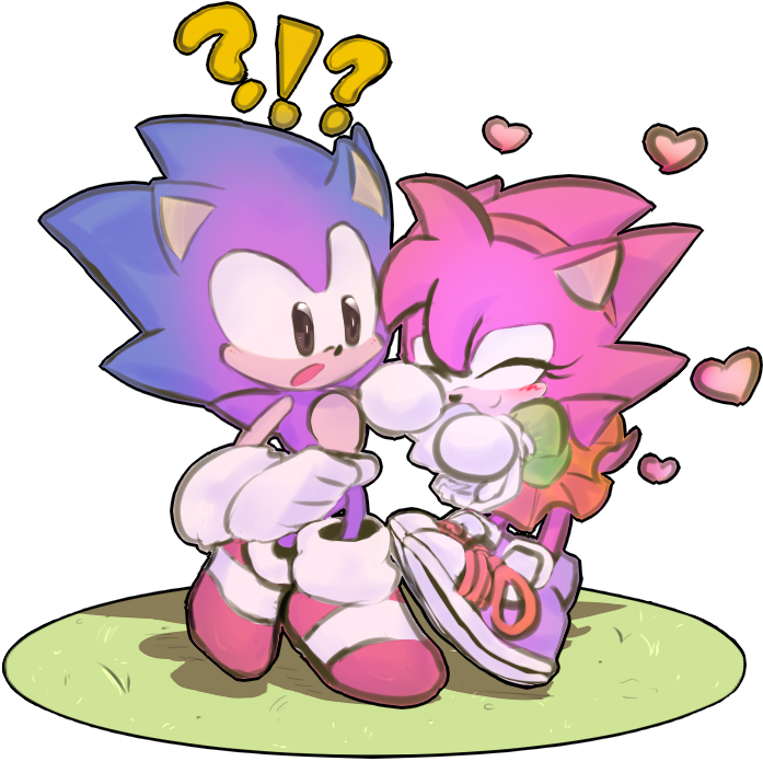 Lil' Classic Sonic And Amy Stuff~ It's Also Transparent - Classic Sonic X Classic Amy (980x751)