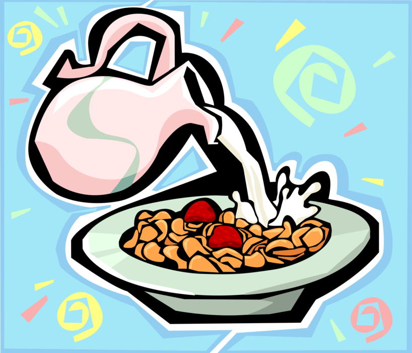 Vector Illustration Of Breakfast Cereal In Bowl With - Clipart Kornflakes (818x700)