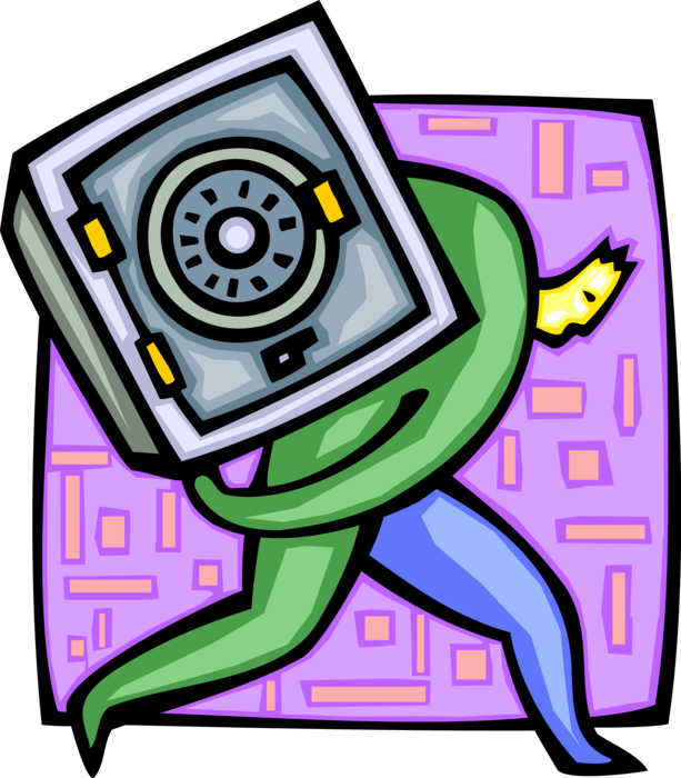 Vector Illustration Of Criminal Burglar Thief Robs - Paper (613x700)