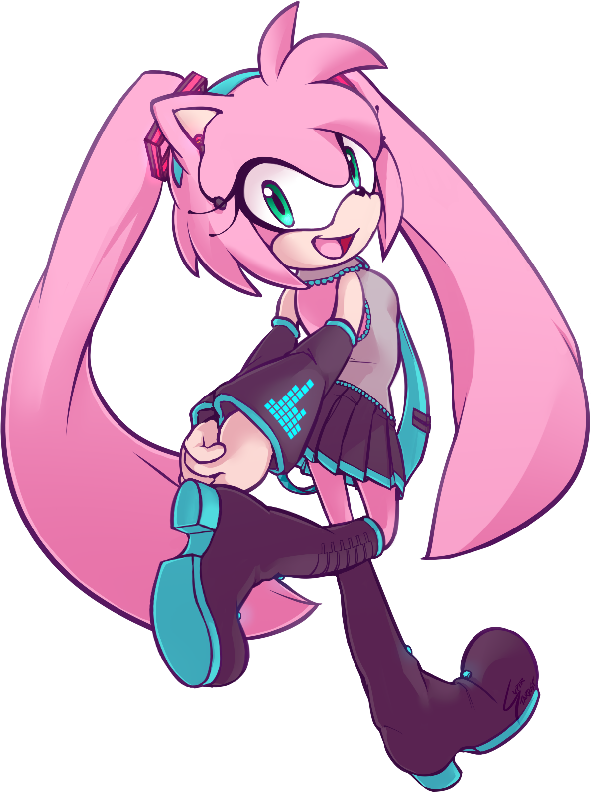 Amy As Miku ♡ - Amy Rose Hatsune Miku (1204x1600)