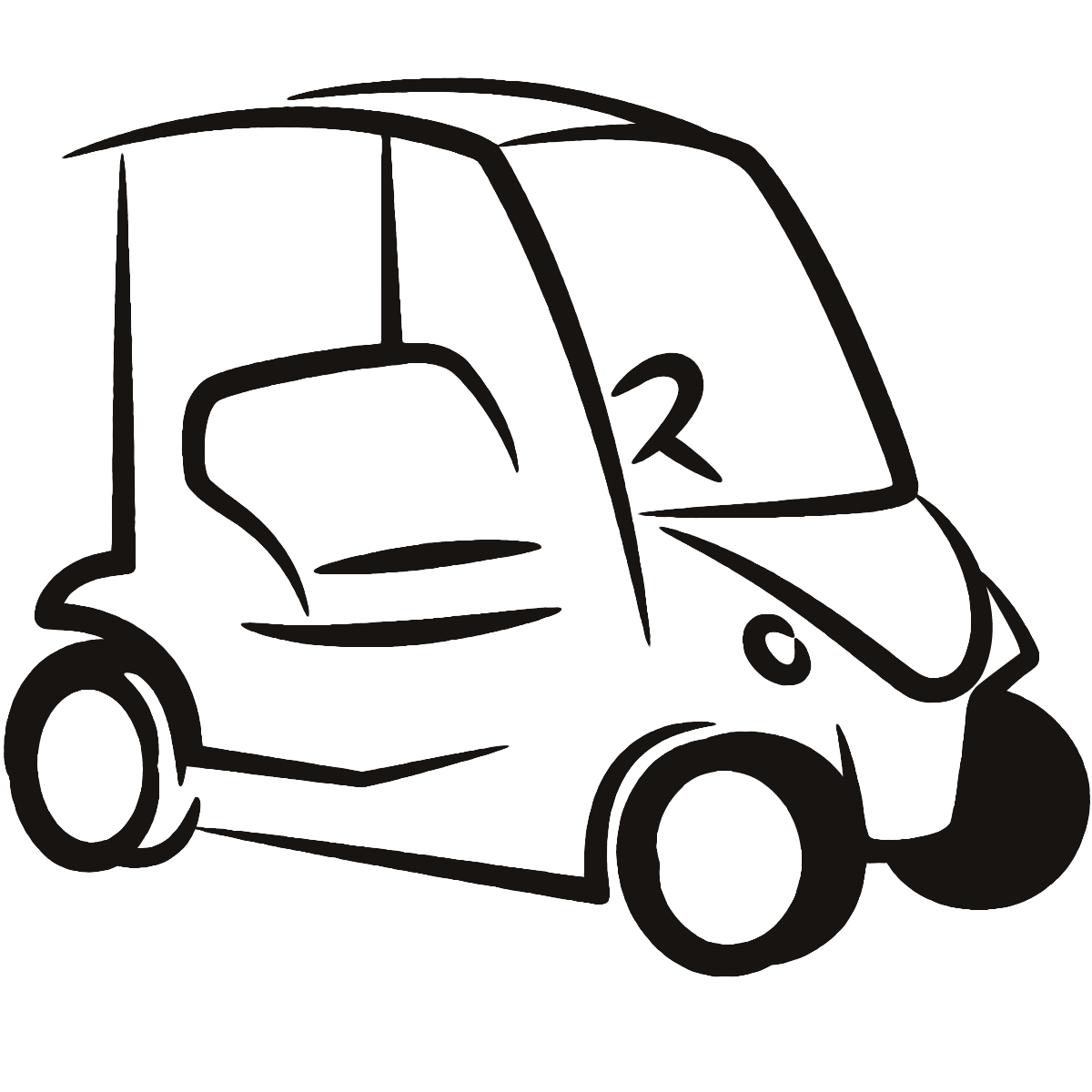 Red Golf Cart Clip Art - Golf Cart Line Art (1200x1200)
