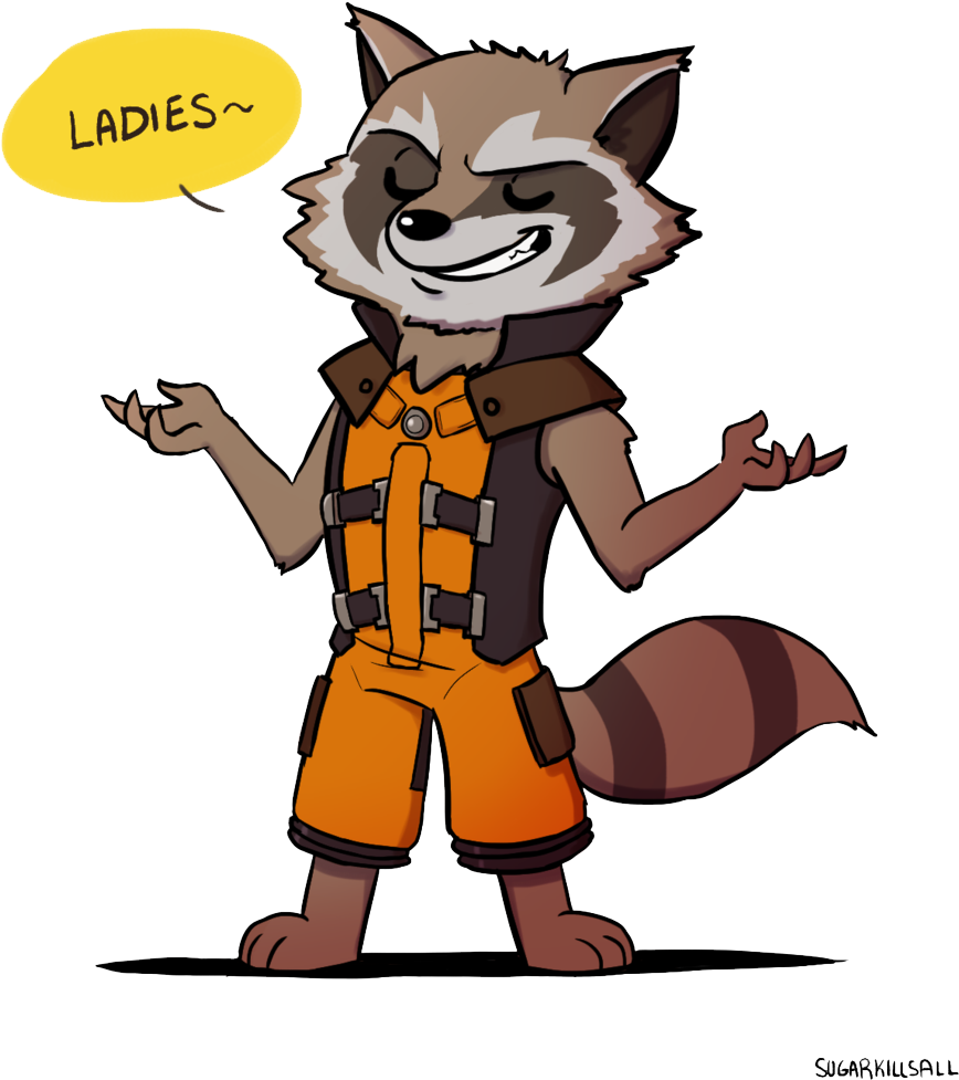 A Wonderful Set Of Baby Woodland Animals Clipart - Rocket Raccoon Cartoon Drawing (1024x1188)