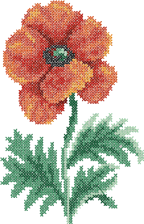 Sku 10095 Cross Stitch Poppy Machine Embroidery - Le Point De Croix 100 Modeles Burda Livre (308x461)