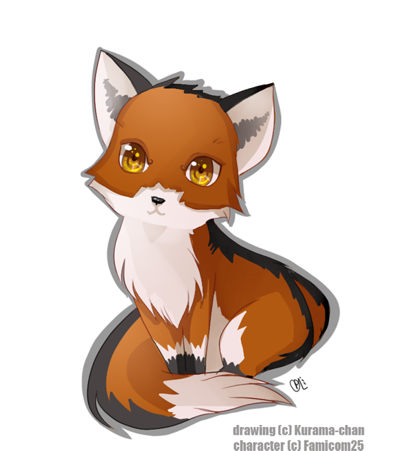 Anime Kawaii Baby Fox - Chibi Fox Sitting (561x700)