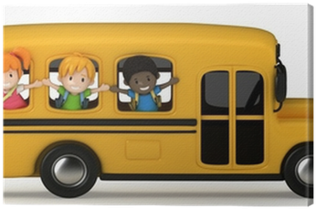 3d Render Of Kids Riding School Bus Canvas Print • - 3d Rendering (400x400)