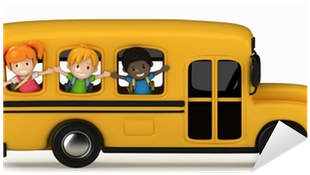 3d Render Of Kids Riding School Bus Sticker • Pixers® - 3d Rendering (400x400)