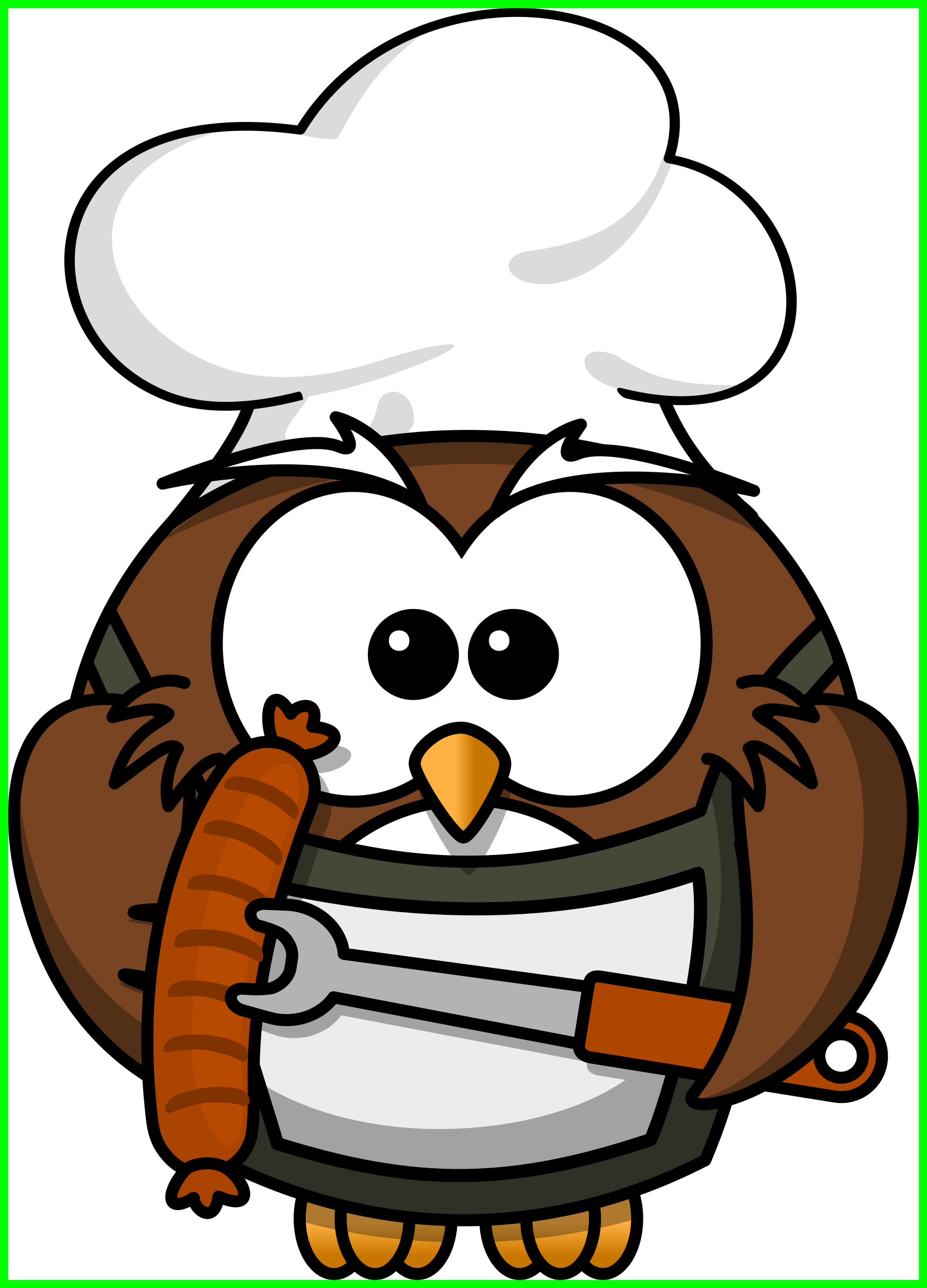Awesome Owl With Sausage By Bocian On Openclipart Pict - Cartoon Owl (1749x2430)