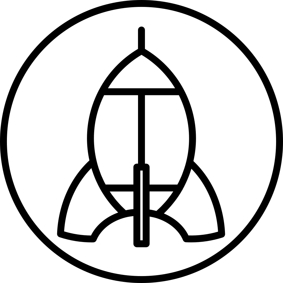 Rocket Ship Outline On Circle Background Comments - Rocket Outline Png (980x980)