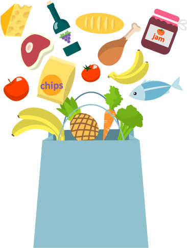 Bag Of Groceries - Grocery Items Vector (400x519)