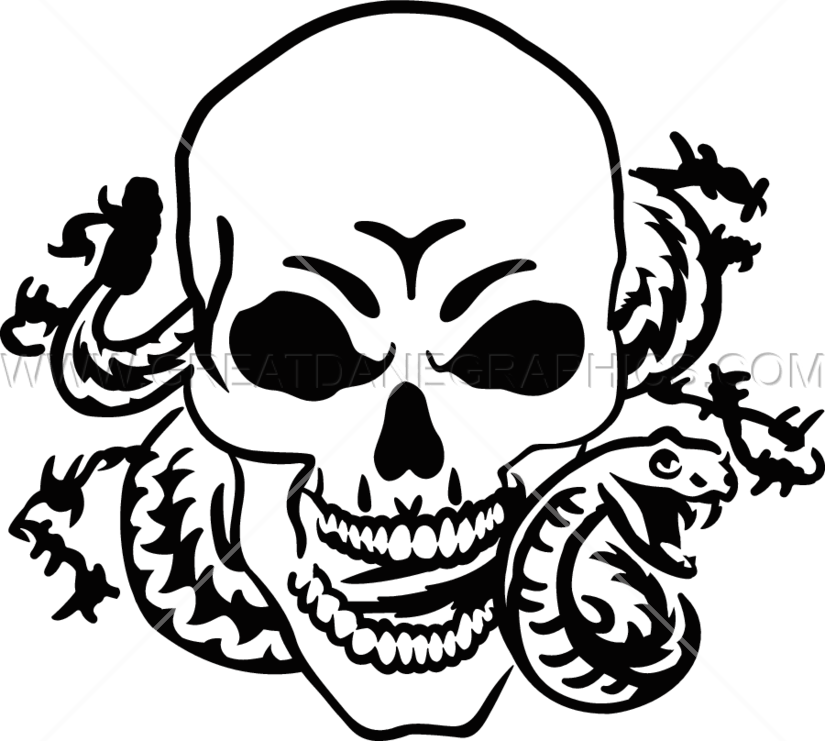 Skull & Snake - Snake In Skull Png (825x741)