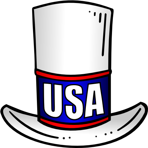 Patriotic Usa Top Hat Clip Art A Variation Of The Uncle - American Top Hat Png (500x500)
