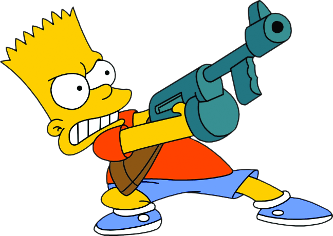 Bart Simpson Marge Simpson Maggie Simpson The Simpsons - Bart Simpson With Gun (648x460)