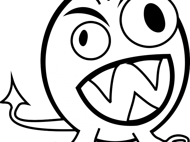 Funny Face Clipart - Monster Black And White (640x480)