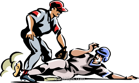 Baseball Player Sliding Into Base - Baseball Player Clipart Free (480x286)