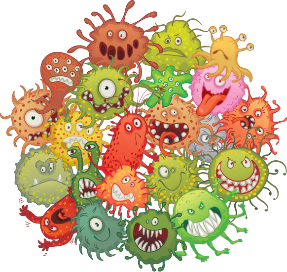 The Risks That Lurk Inside Our Grimy Cans Are Seldom - Bacteria Cartoon (582x550)