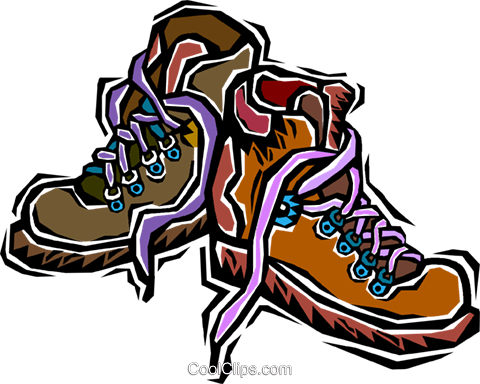 Hiking Boots Royalty Free Vector Clip Art Illustration - Hiking Boots Clipart (480x384)
